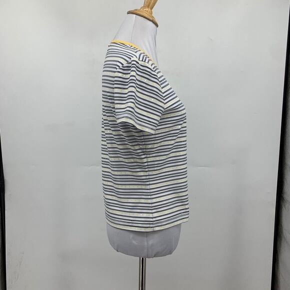 Vintage St John T Shirt Womens P Petite Sport Marie Gray Striped Dotted Crop Tee - Picture 6 of 15